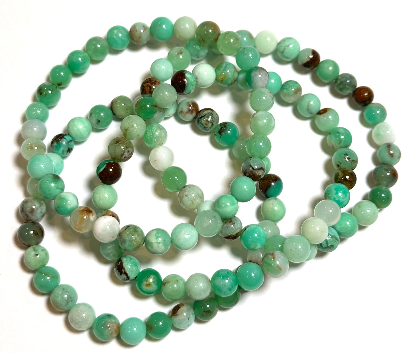 6mm Natural Chrysoprase Mala Bead Bracelet #MALA16