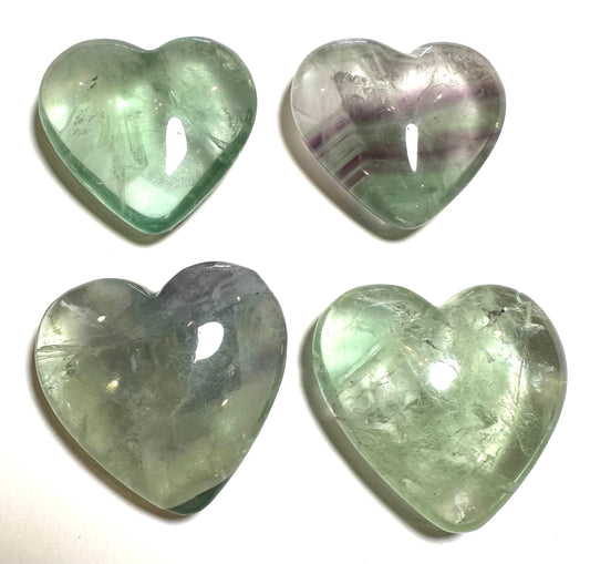 Green Fluorite Pocket Palm Heart UV Fluorescent Crystal Heart 1.75 Inch Intuitive Pick #NC7958