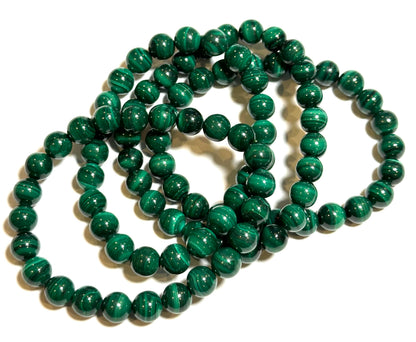 8mm Natural Malachite Mala Bead Bracelet #MALA14