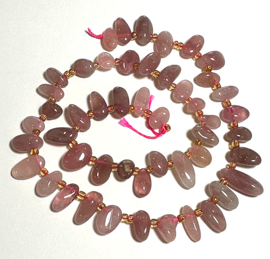Pink Lepidocrocite Top Drilled Pebble Beads 8 x 12mm #SP7928