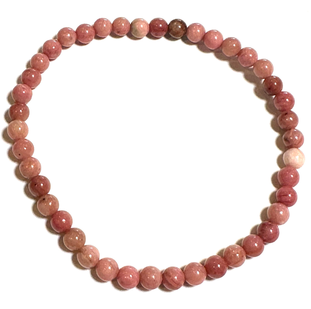 4 mm Natural Rhodonite Round Bead Mala Bracelet #MALA13