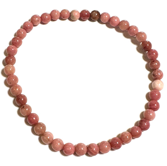 4 mm Natural Rhodonite Round Bead Mala Bracelet #MALA13