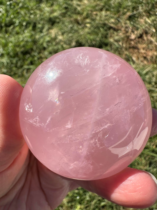 Star Rose Quartz Palm Stone with Asterism NC7990