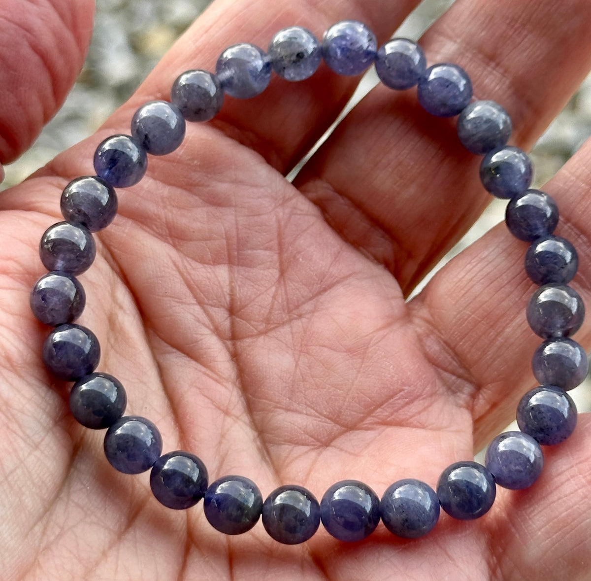 One of a Kind Natural Tanzanite Mala Bead Bracelet 6.5–7mm #MALA39