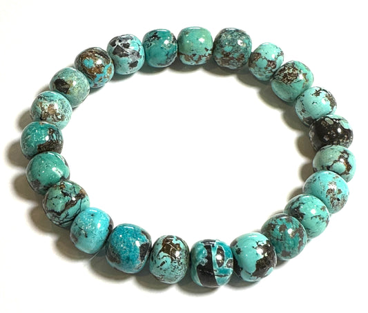 Hubei Turquoise Mixed Matrix Mala Bracelet 10–10.5mm MALA30