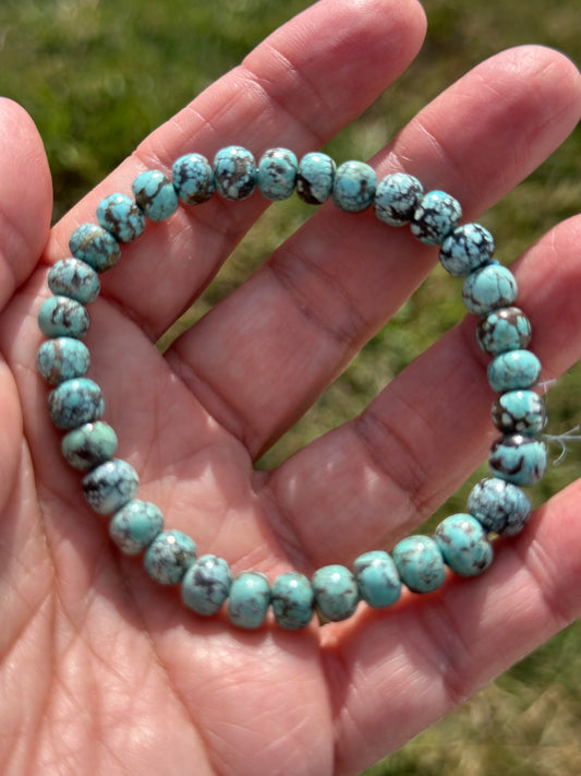 Hubei Spiderweb Turquoise Mala Bracelet 7mm MALA25