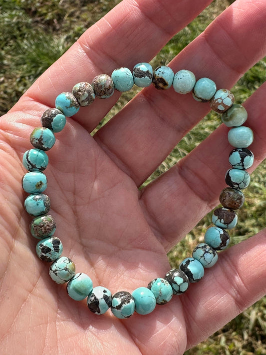 Hubei Turquoise One of a Kind Mala Bracelet 7mm MALA26