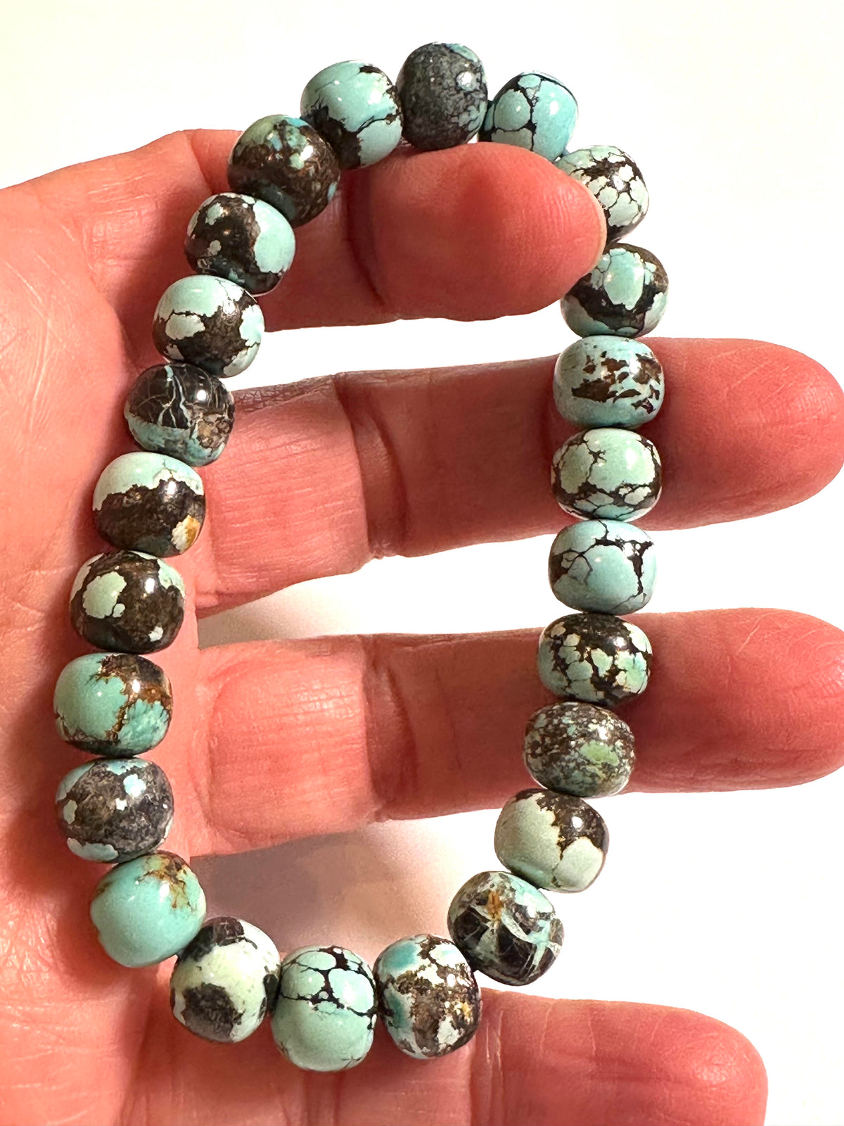 Hubei Turquoise Mixed Matrix Mala Bracelet 9–9.5mm MALA28
