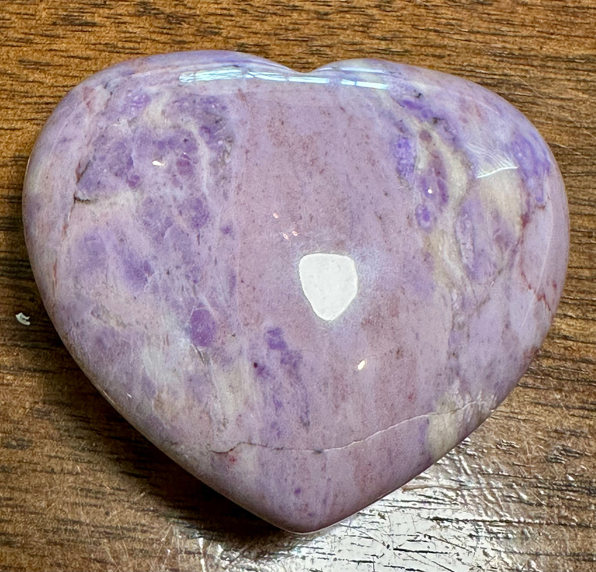 Lavender Jade Heart Palm Stone 2 x 1 3/4 Inch #NC8005
