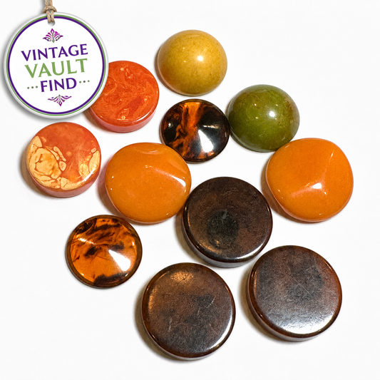 Authentic Vintage Bakelite Discs & Cabochons Mixed Lot #BAKE552