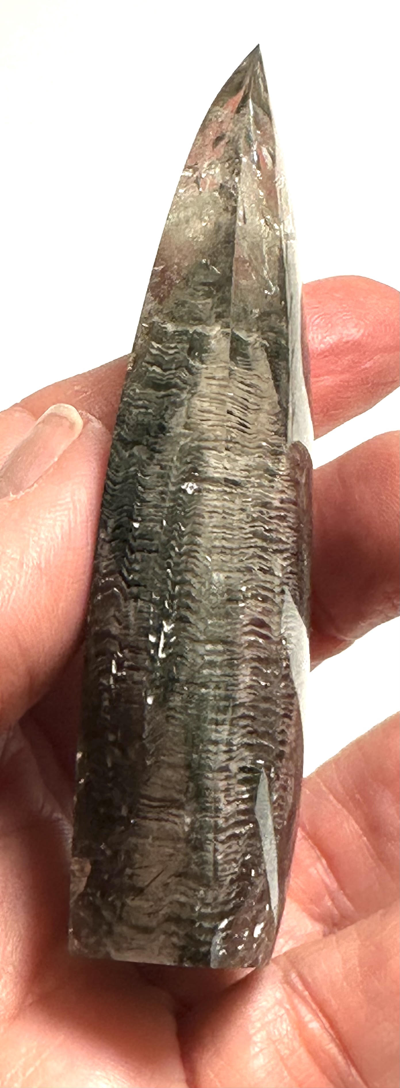 Collector Grade Lodolite Quartz Flame Master Carved by Ney with Thousand Layer Chimney 3.5" - #NC7950