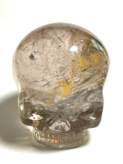 Golden Rutilated Quartz Magical Child Skull Master Carved by Leandro De Souza 1 5/8" x 1 3/4" x 2 1/4" Tall #NC7942