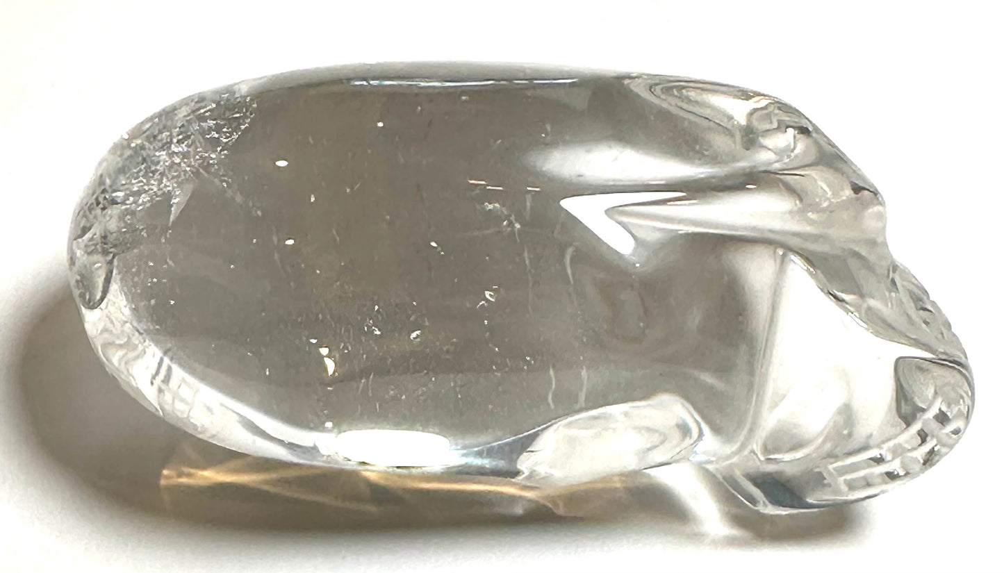 Master carved Lemurian quartz elongated skull by Vanderlei Barreto from Brazil #NC7933