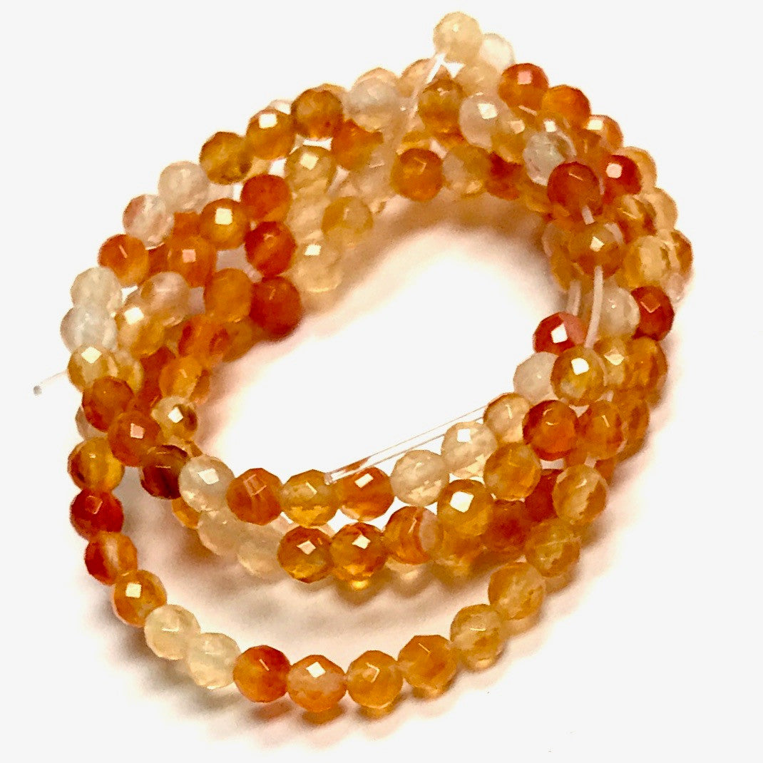 Micro Diamond Cut Carnelian Beads