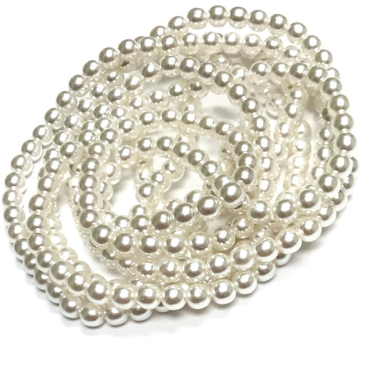 Lustrous Cream White 6mm Faux Pearl Beads