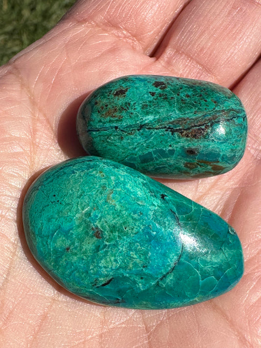 Polished Chrysocolla Pocket Stones from Peru #NC7967
