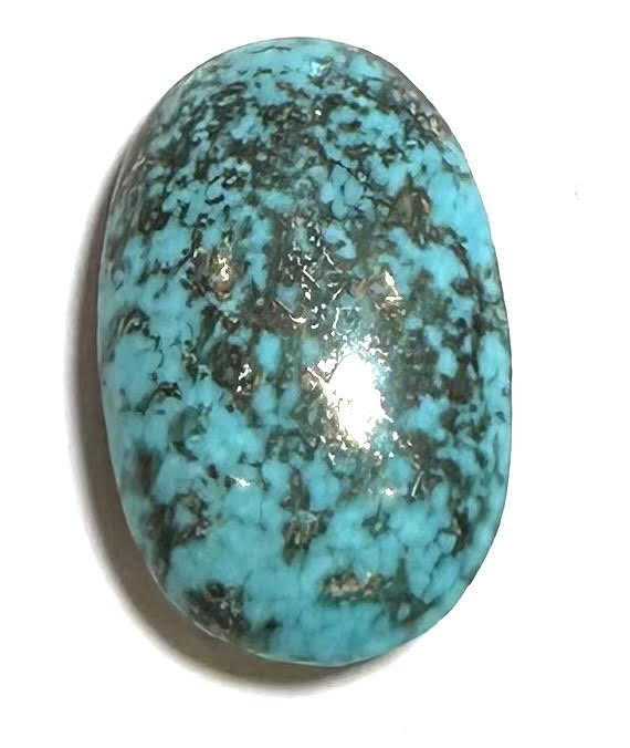 Rare Natural Persian Turquoise Oval Cabochon with Pyrite Matrix – 40 Carats - # SP7833