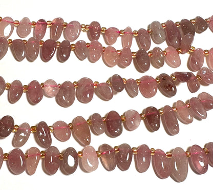 Pink Lepidocrocite Top Drilled Pebble Beads 8 x 12mm #SP7928