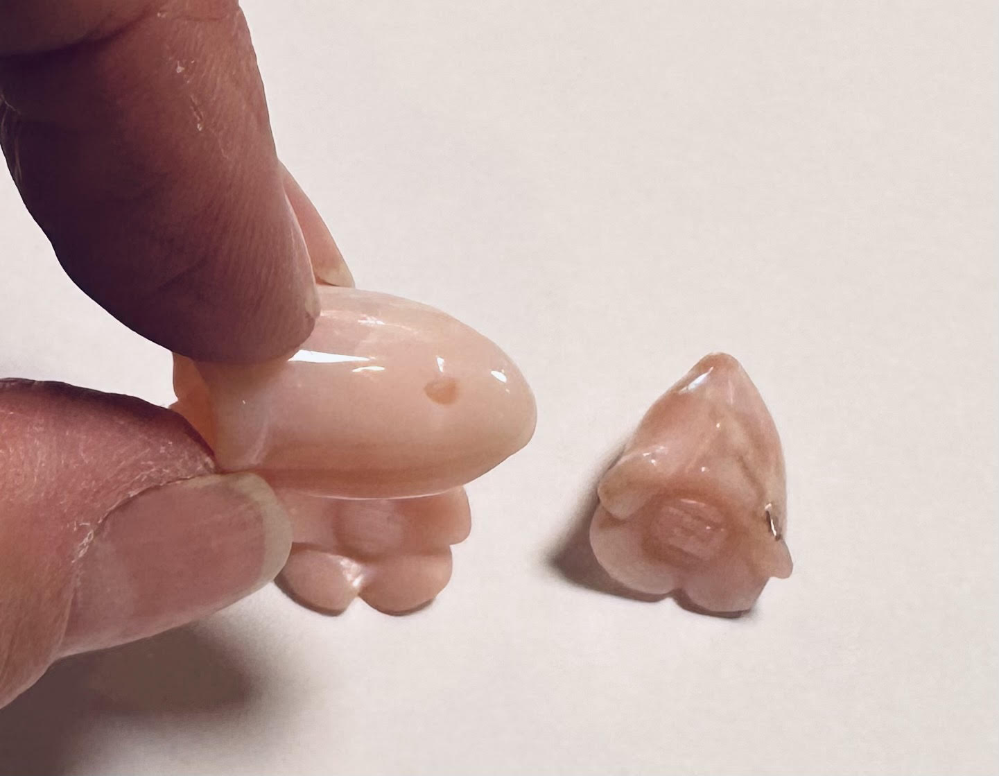 Pink Opal Carved Tulip Flower Bead Trio – One of a Kind – SP759
