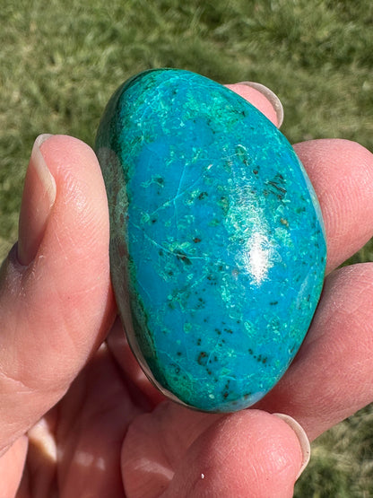 Chrysocolla Pocket Stone from Peru with Blue and Green Malachite and Azurite Patterns #NC7970