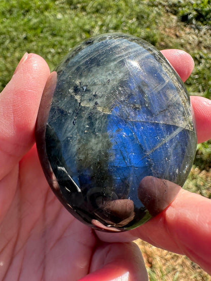 Blue Flash Labradorite Palm Stone #NC7981