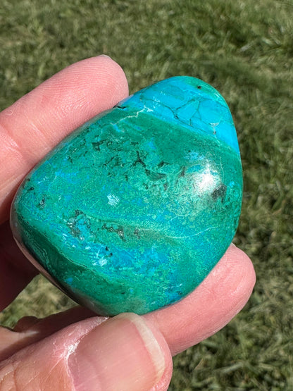 Polished Peruvian Chrysocolla Pocket Stone 47mm NC7968