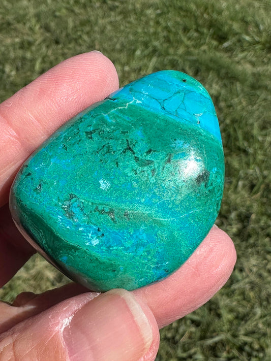 Polished Peruvian Chrysocolla Pocket Stone 47mm NC7968