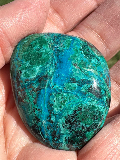 Peruvian Chrysocolla Pocket Stone with Beautiful Blue Green Matrix 38mm NC7971