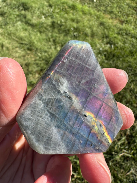 Polished Purple Flash Labradorite Standing Freeform #NC7978