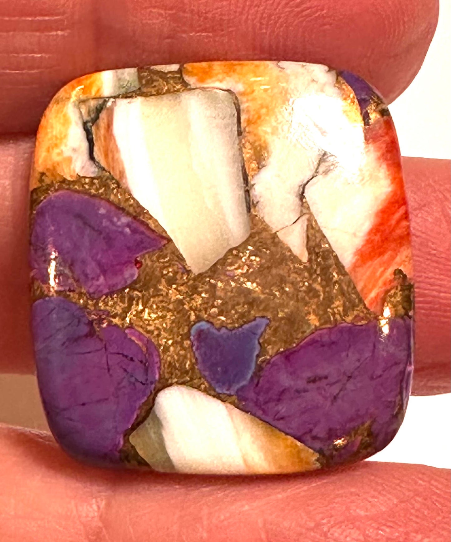 Spiny Oyster and Purple Turquoise Cabochon 24x26mm #CAB7934