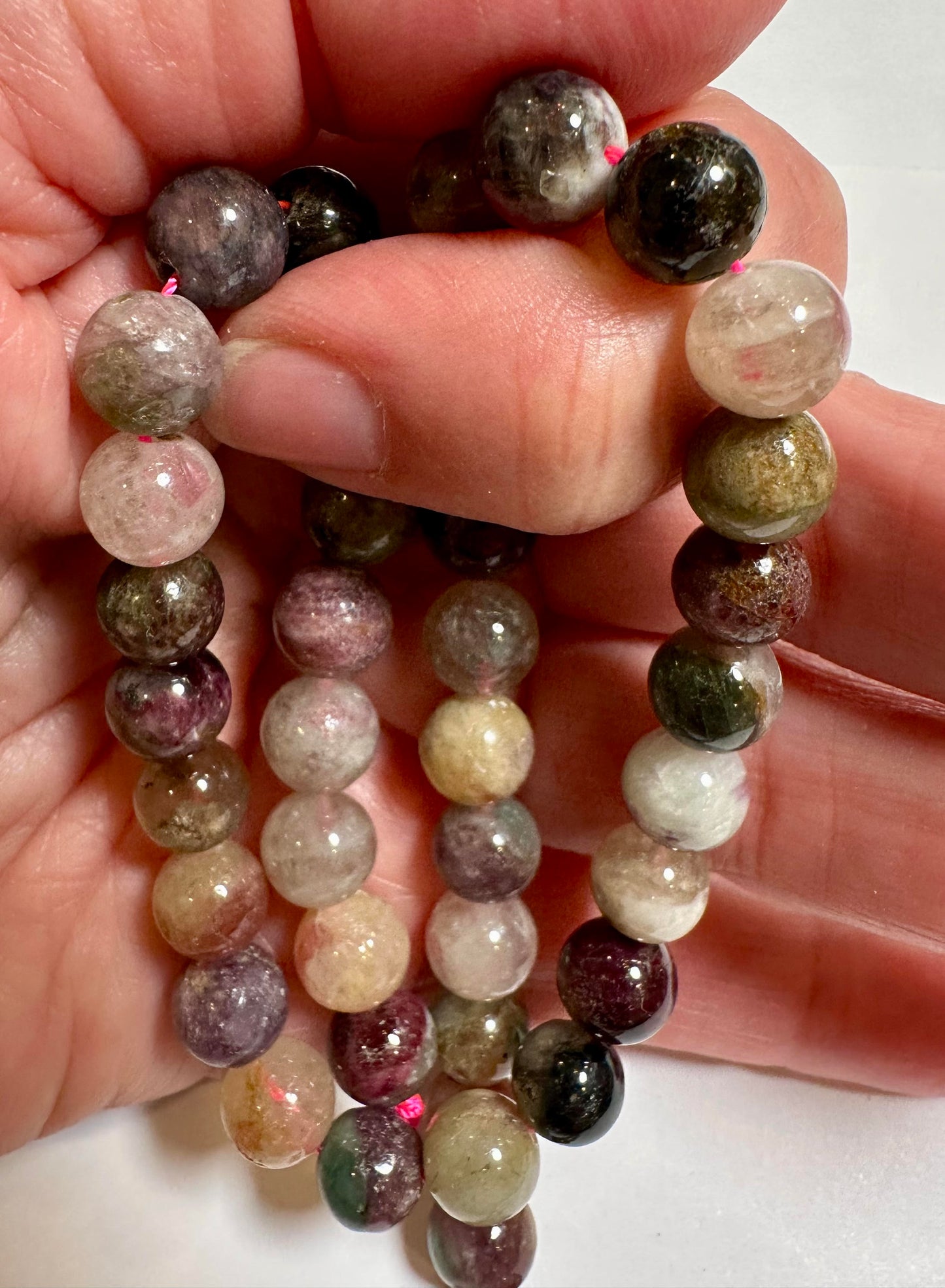 Rainbow Tourmaline Round Beads – 8mm – SP2319