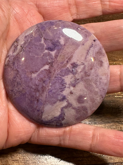 Rare Lavender Jade Palm Stone Disc 2 3/8" #NC8002