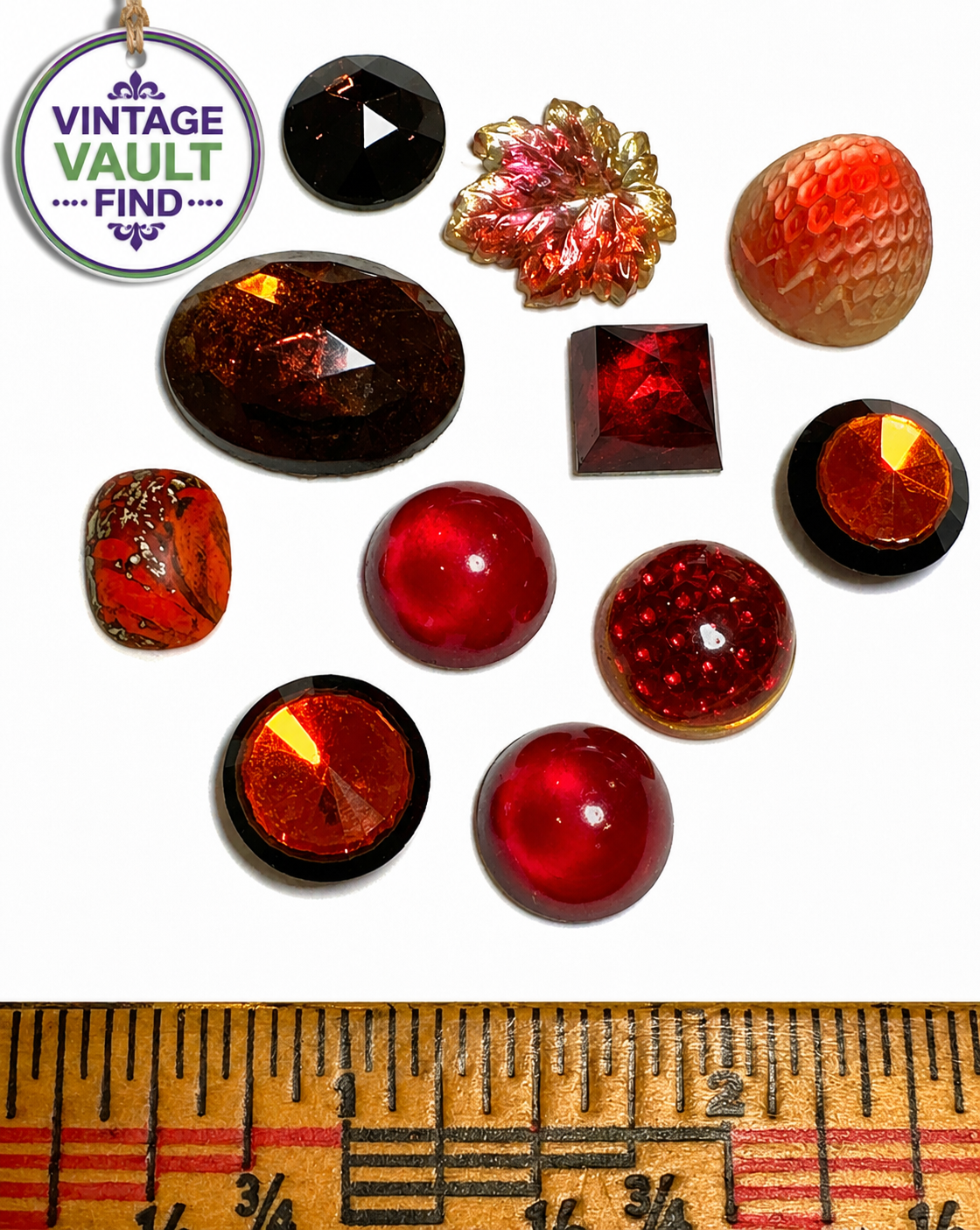 Rare Vintage Glass Cabochon Collection Mixed Designer Stones from the Vintage Bead Hoard #VCAB566