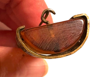 Rare Carved Apple Juice Bakelite Brooch with Ornate Filigree Mount 3 Inch One of a Kind #BAKE554