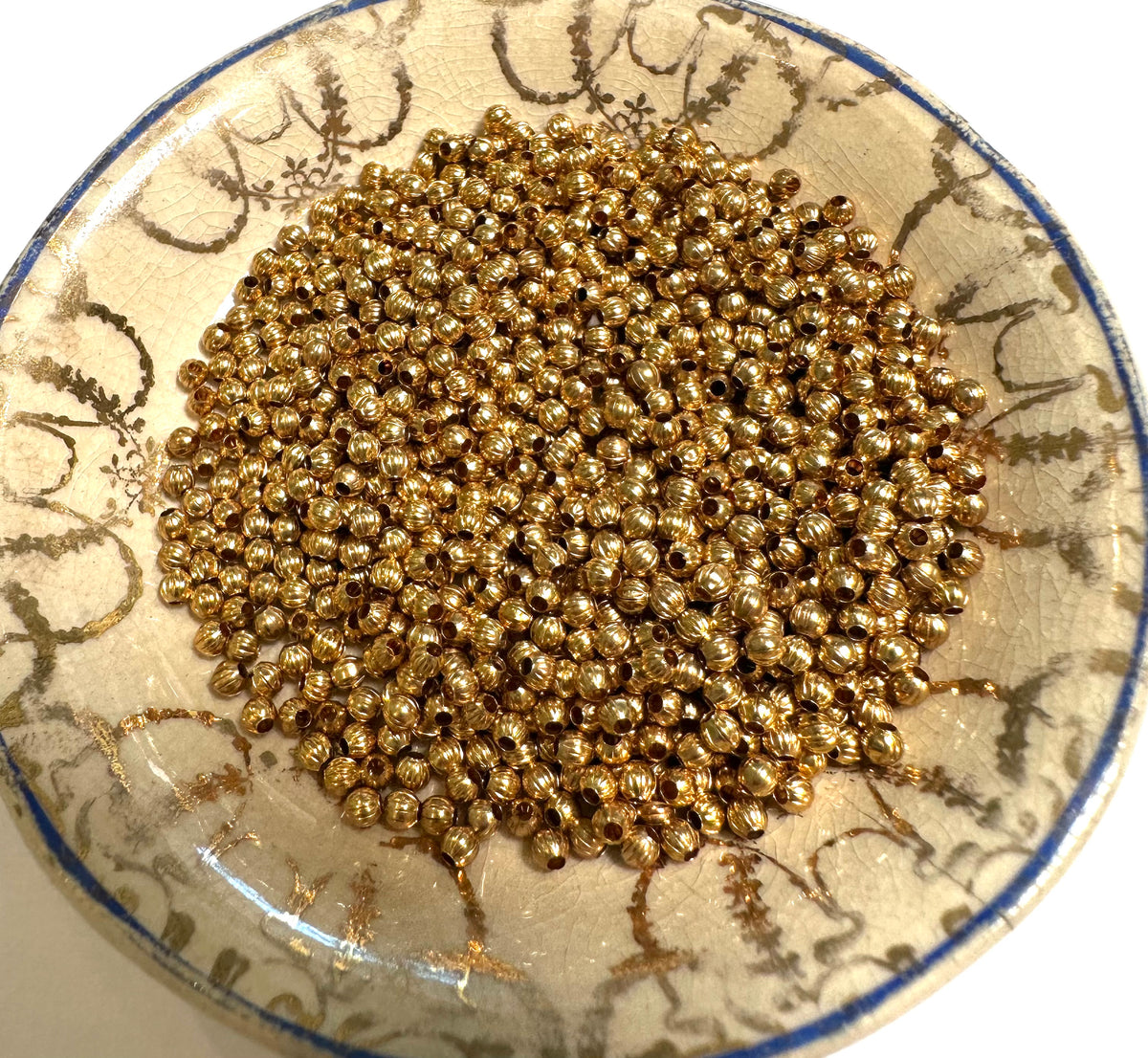 Rare Vintage French Torse Beads Gold-Plated Brass 2mm #VB8014