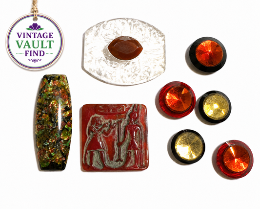 Vintage Glass Cabochon Collection Assorted Rare Designer Glass Cabochons #VB114