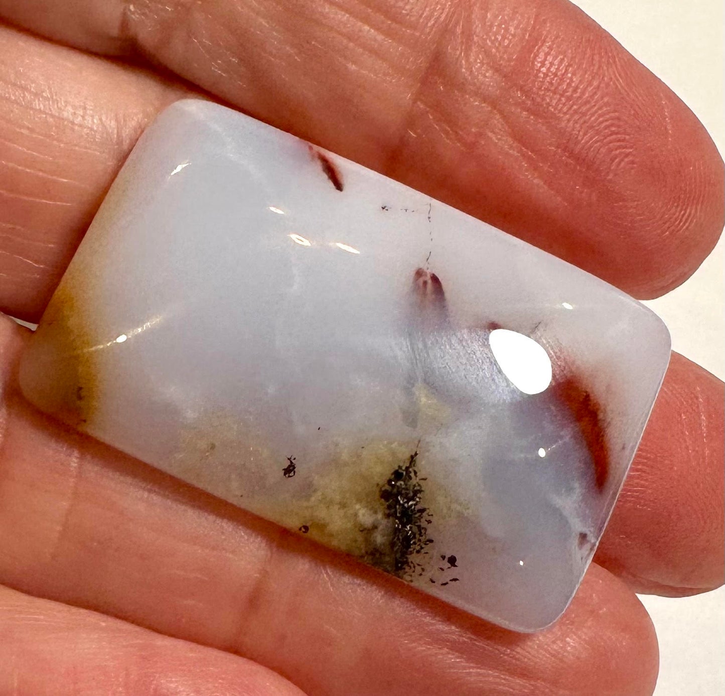 AAA Blue Chalcedony Dendritic Cabochon – 23 x 35mm – CAB7