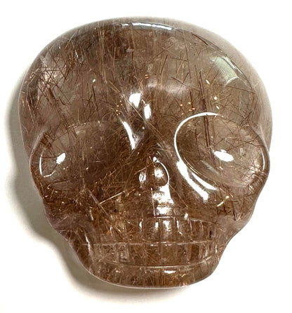 Red Rutile Quartz Magical Child Pocket Palm Stone Skull Master Carved by Leandro D'Souza 2 1/8 Inches #NC7943