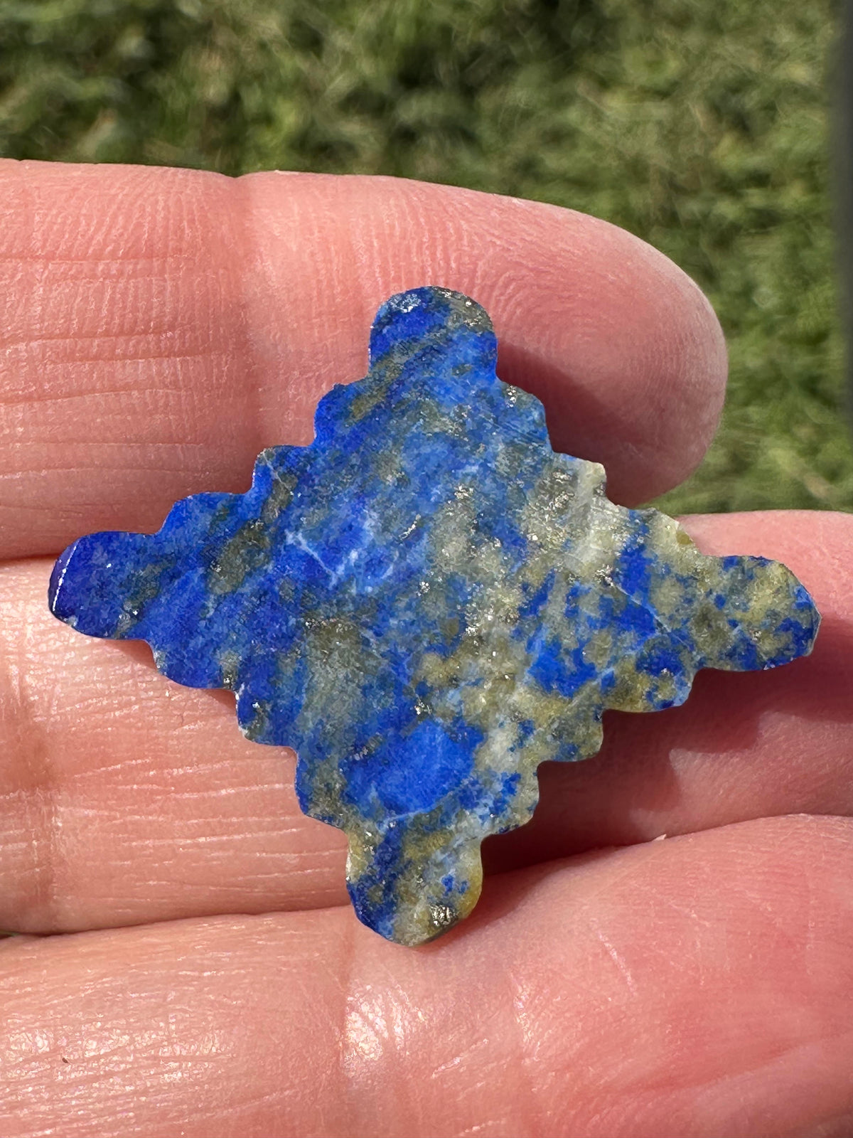 Starburst Carved Lapis Lazuli Cabochon 31 x 27 mm #CAB7945