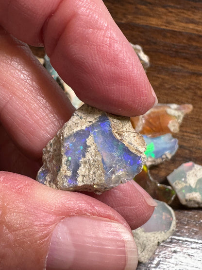 Rough Welo Ethiopian Opal in Matrix – Blue Play-of-Color #NC7995