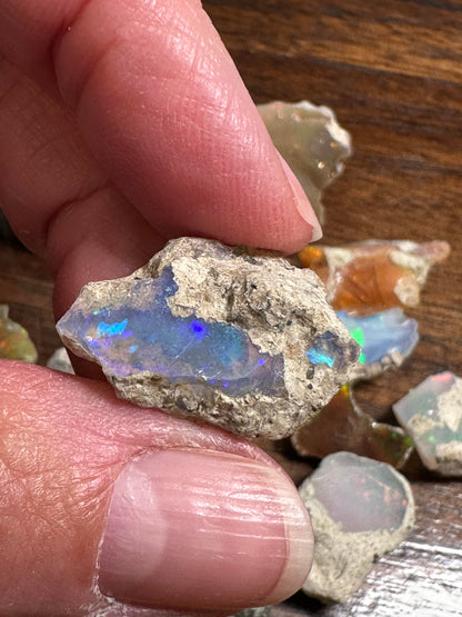 Rough Welo Ethiopian Opal in Matrix – Blue Play-of-Color #NC7995