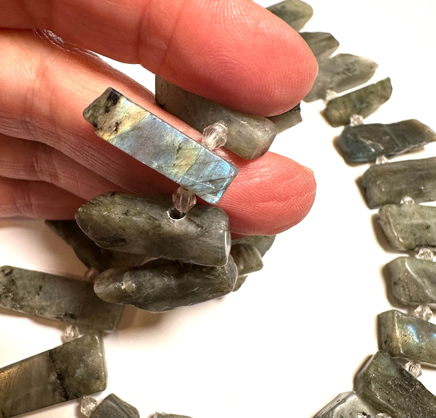 Rough Cut Top Drilled Picket Style Labradorite Pendant Beads  #SP7923