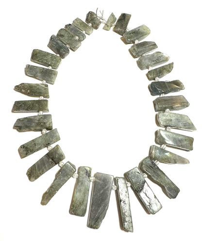 Rough Cut Top Drilled Picket Style Labradorite Pendant Beads  #SP7923
