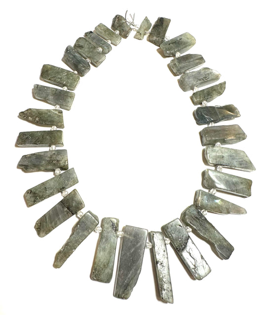 Rough Cut Top Drilled Picket Style Labradorite Pendant Beads  #SP7923