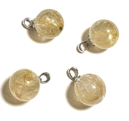 Golden Rutilated Quartz Pendant / Charm – A+ Grade, 14mm Round - #SP7813