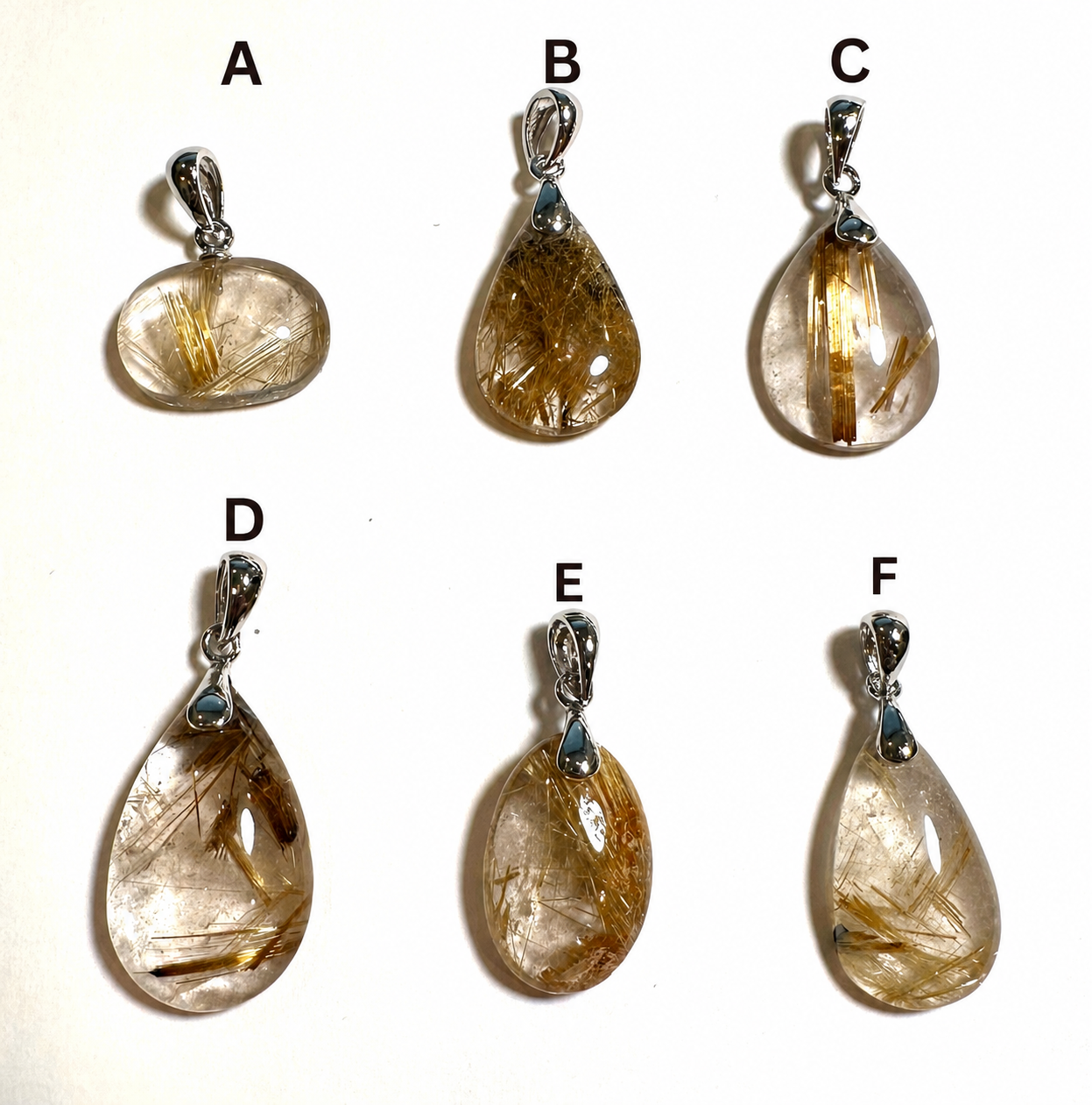 A+ Quality Golden Rutilated Quartz Pendants • Brazil - SP7816A–F