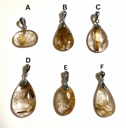 A+ Quality Golden Rutilated Quartz Pendants • Brazil - SP7816A–F