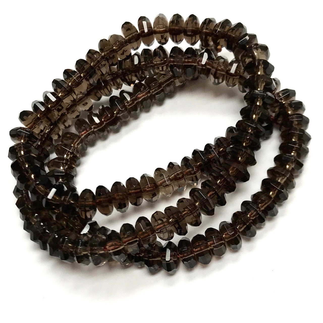 Smokey Quartz Faceted Saucer Beads