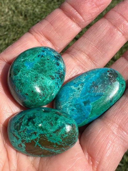 Peruvian Chrysocolla Polished Pocket Stone Set of 3 #NC7966