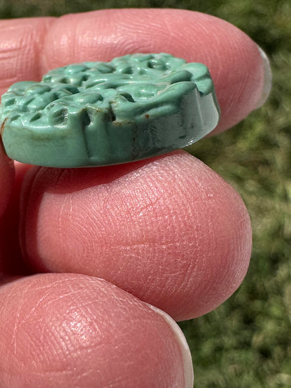 Hubei Turquoise Carved Cabochon 31mm #CAB7941